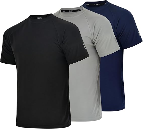 Men's 3-Pack Quick-Dry Performance Gym T-Shirt Plain