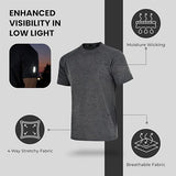 Zynk®Pack of 3 Plus Size Running T Shirts for Men UK, Lightweight Quick Dry Workout Gym Mens Shirts, Moisture Wicking Short Sleeve Tops for Gym Men with Reflective Tape, Pullover Mens T shirt, XXL-4XL