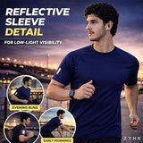 Zynk® Mens T Shirt Pack of 3, Workout Gym Sports Short Sleeve Shirts Men with Reflective Details, Quick Dry Breathable Running Top Men Moisture Wicking Activewear Gym Top, Men T Shirts Multipack S-4XL