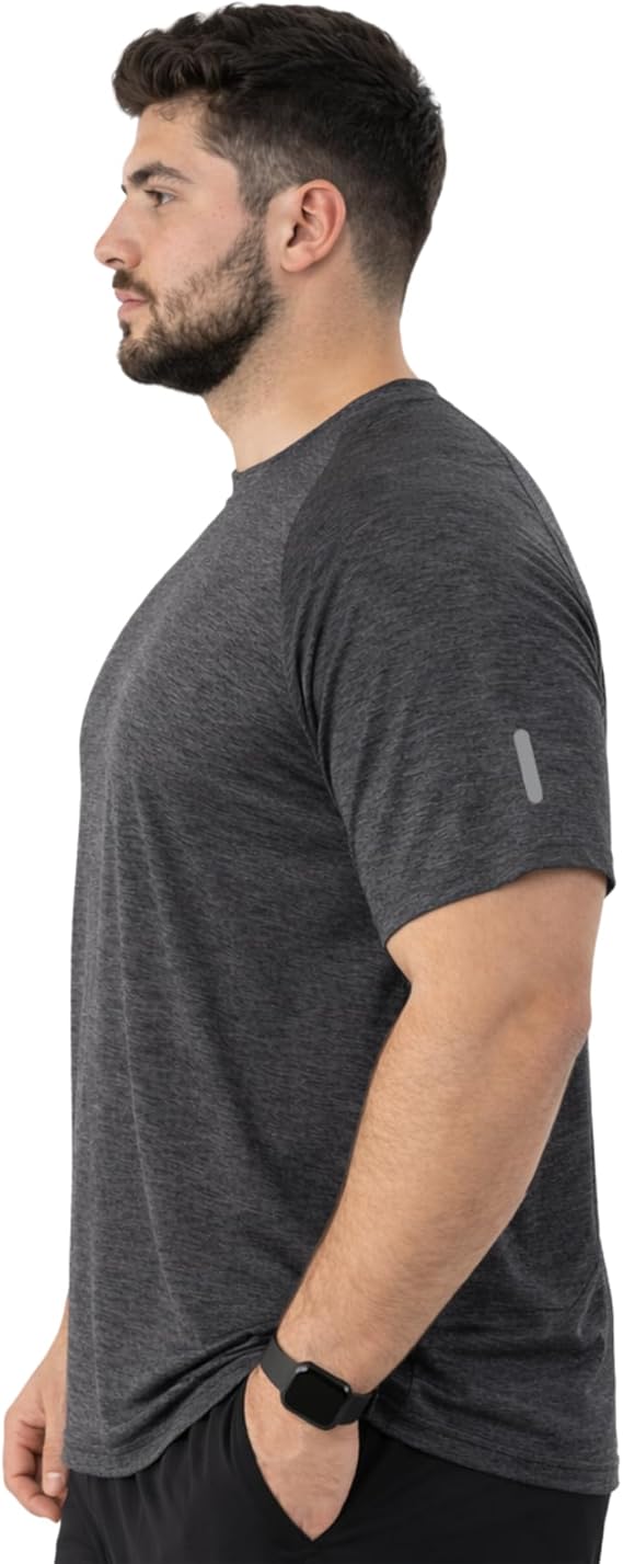 Zynk®Pack of 3 Plus Size Running T Shirts for Men UK, Lightweight Quick Dry Workout Gym Mens Shirts, Moisture Wicking Short Sleeve Tops for Gym Men with Reflective Tape, Pullover Mens T shirt, XXL-4XL